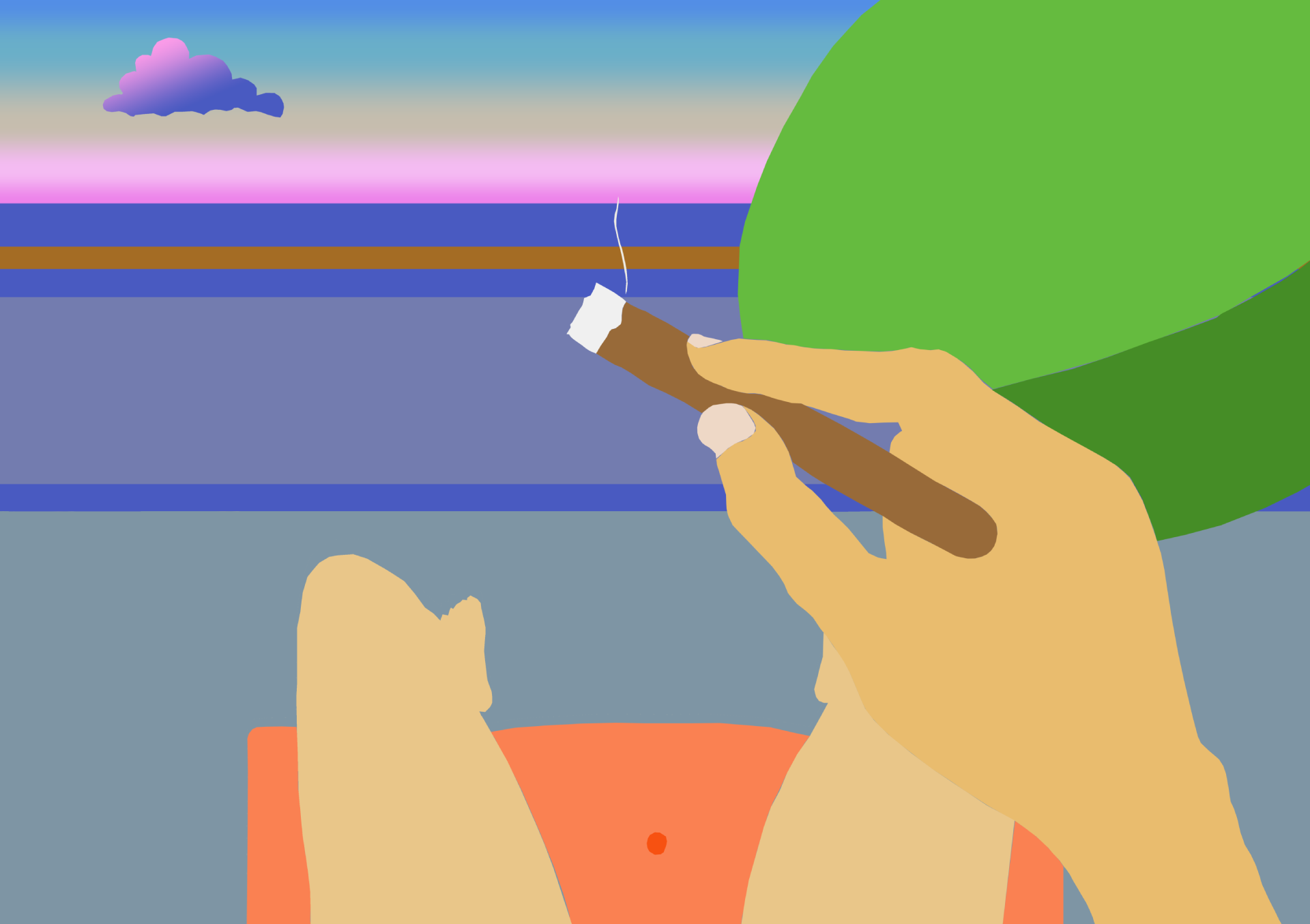 Testing element placement and composition for a painting in Photoshop 7